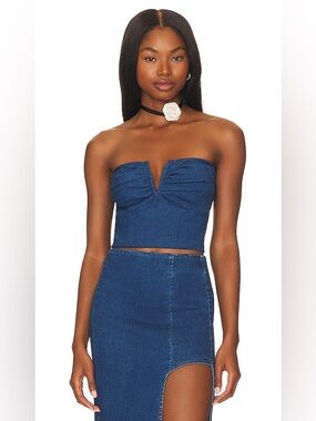 NWT Line & Dot Joey Strapless Top in Denim